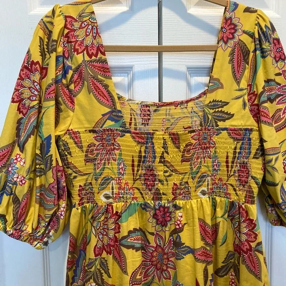 Johnny Was Mladen midi sundress yellow floral - Picture 7 of 12